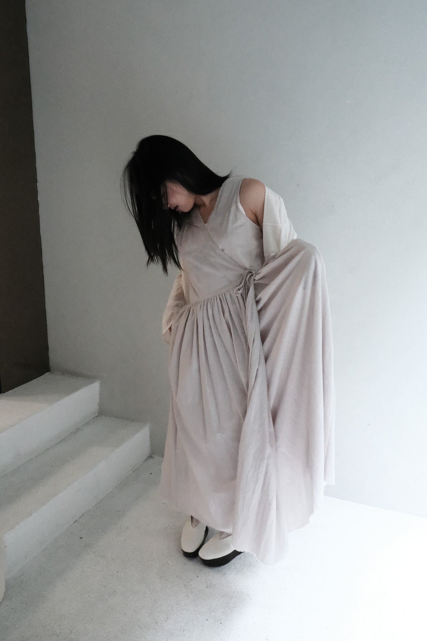 organic cotton vest dress – naturally dyed with blueberry (in-stock)