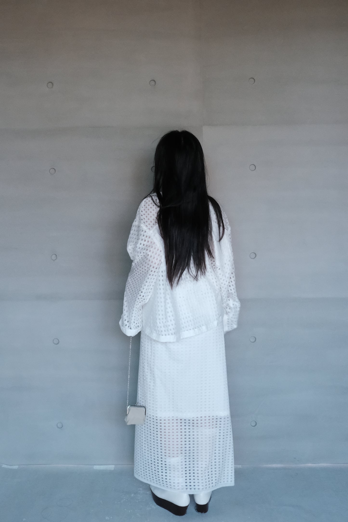 subtle checked lightweight ruched wrap skirt (pre-order)