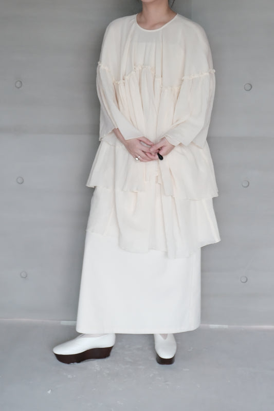 double-layer cotton flowing cream top (in-stock)