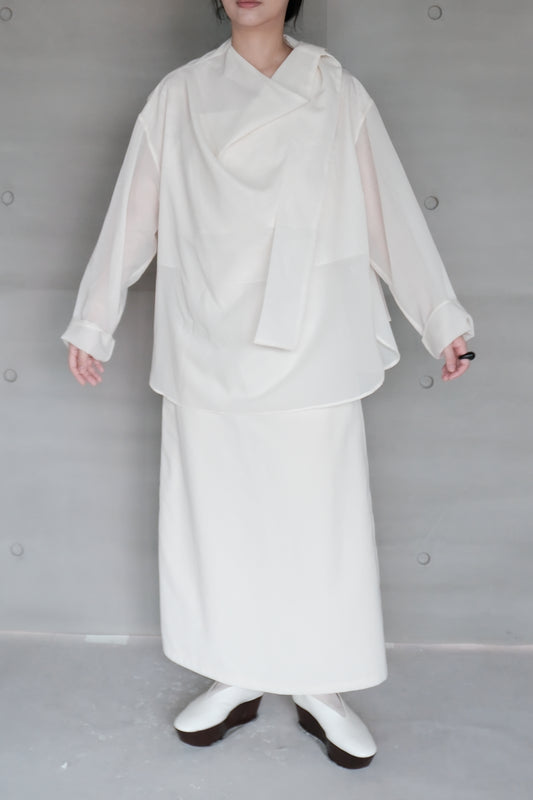 oversized tied-neck top - ivory (pre-order)