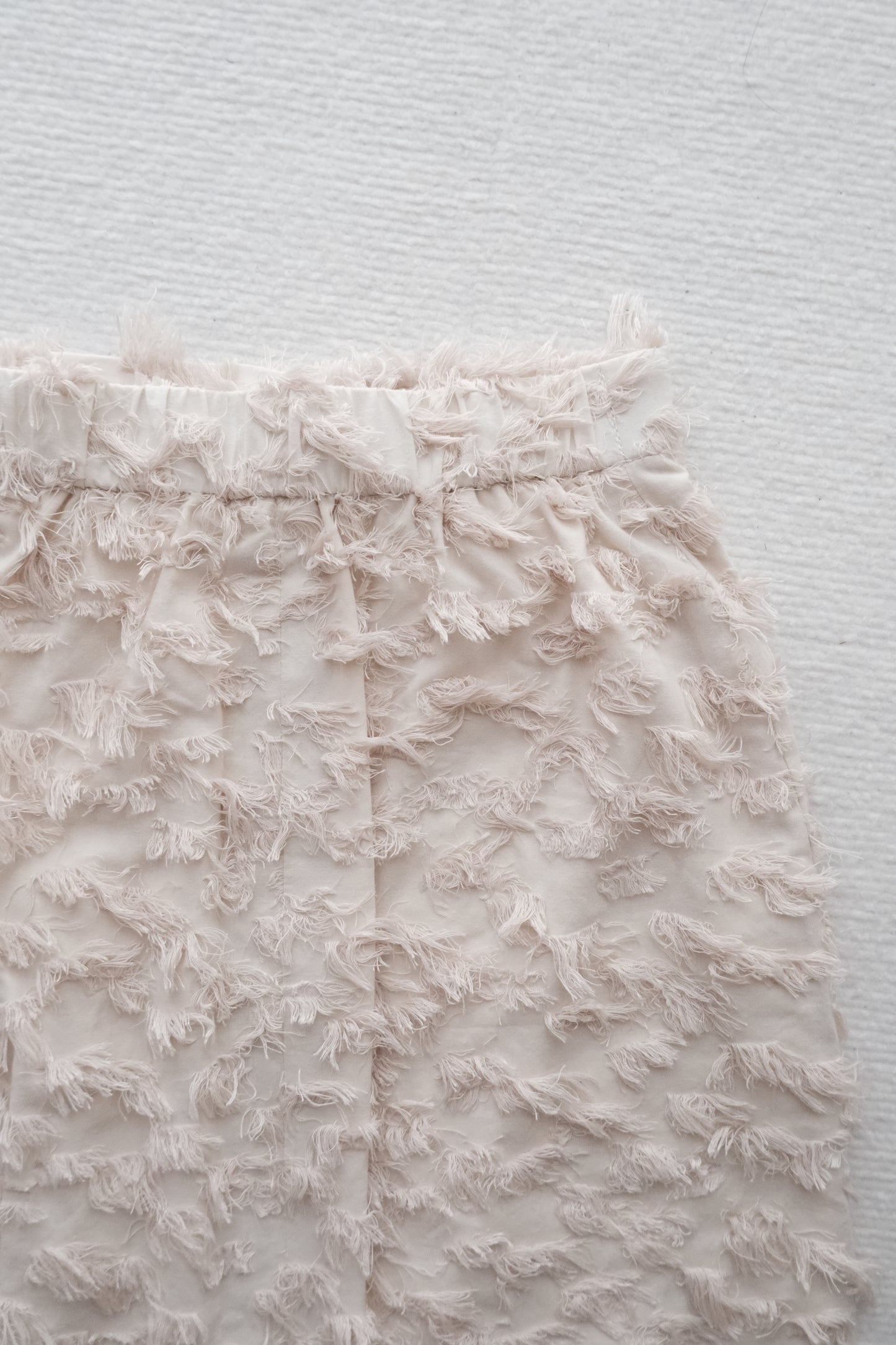 frayed cotton straight skirt - beige