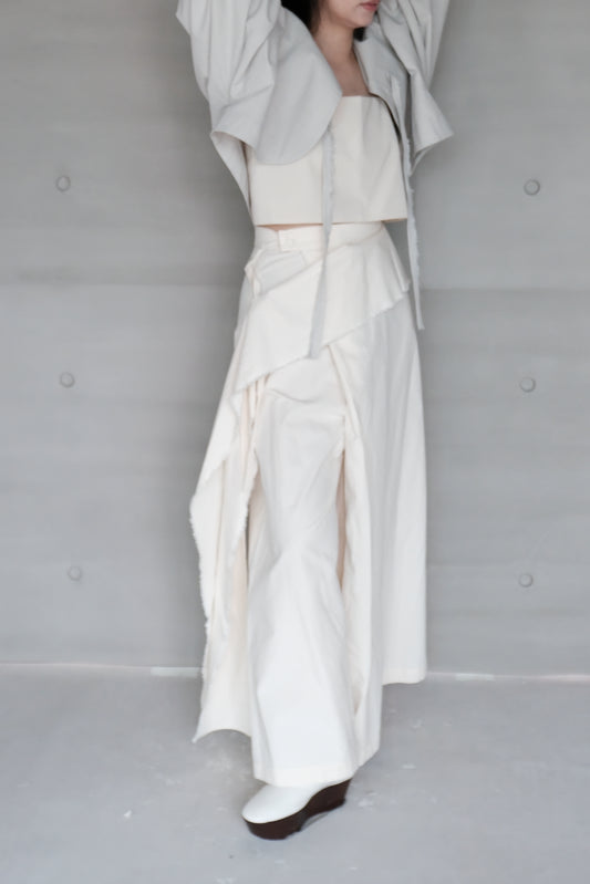 cotton-linen pleated wide ivory pants (in-stock)