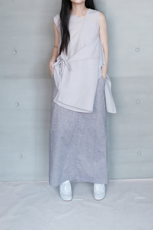 textured denim straight skirt - purple