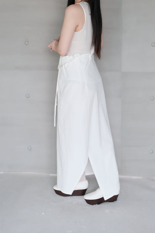 asymmetric folded line strap dress - white(pre-order)