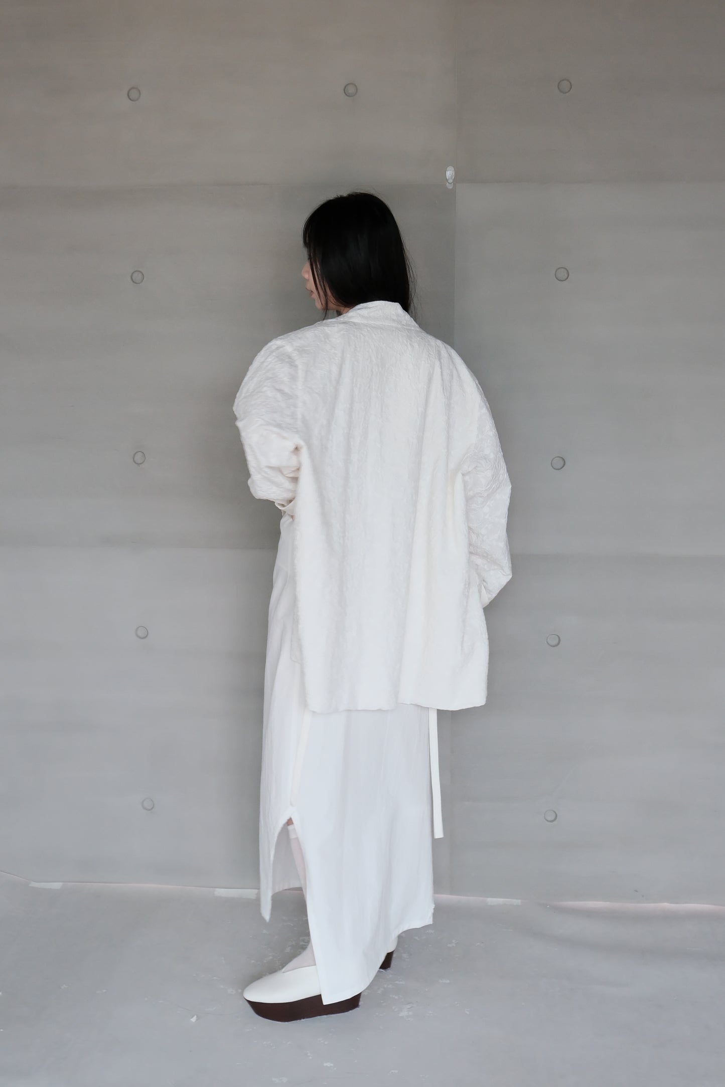 asymmetric folded line strap dress - white(pre-order)