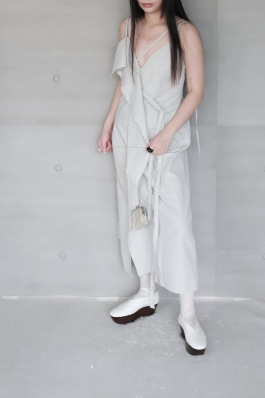 smoke grey thin-strap asymmetrical dress (pre-order)