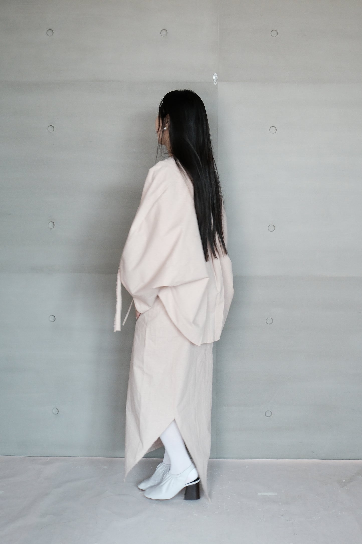asymmetric folded line strap skirt - pink(in-stock)
