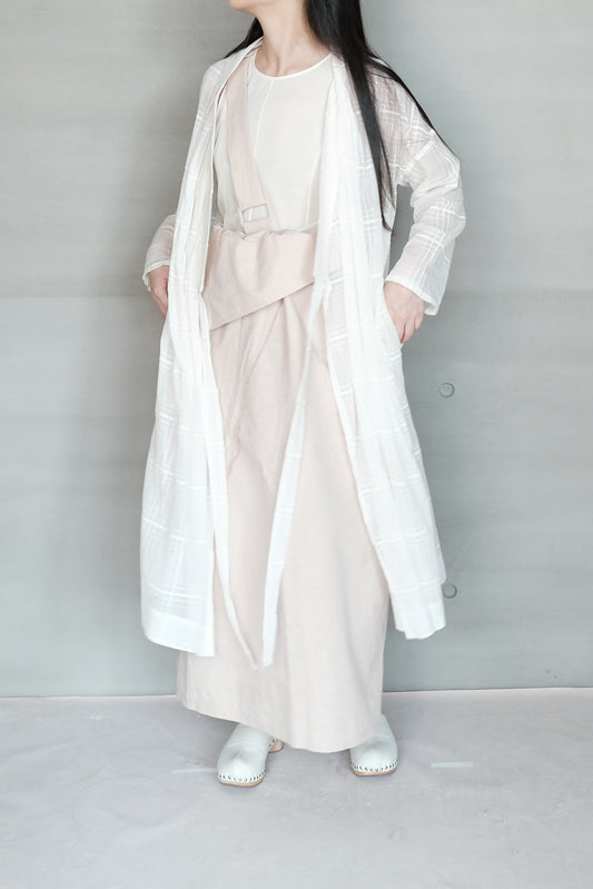 sheer cotton checked mandarin long cover