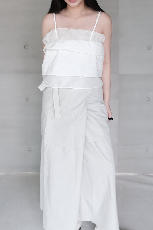 double-layer ruched crop top (pre-order)