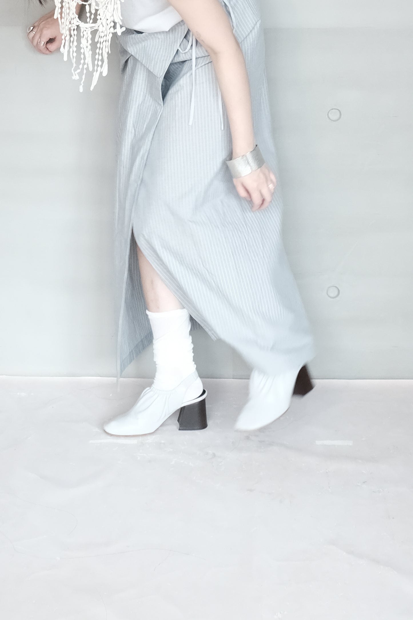 asymmetric folded layer strap dress - blue stripe