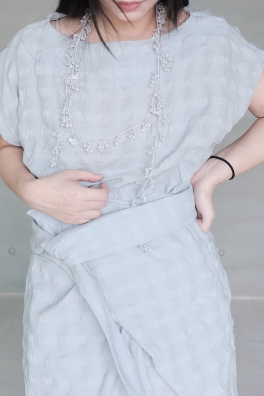 crinkled cotton wrapped dress (in-stock)
