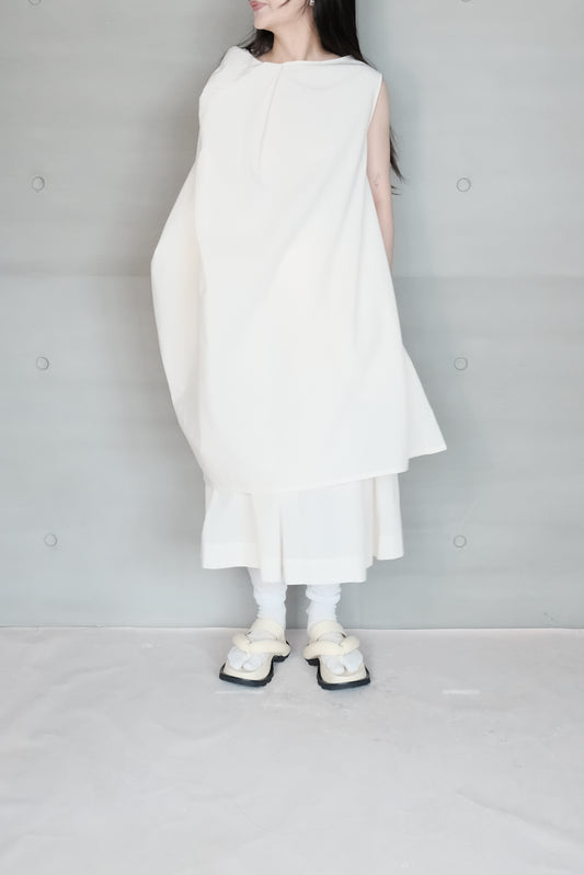 cotton-linen asymmetric wrap dress with shoulder tie (in-stock)