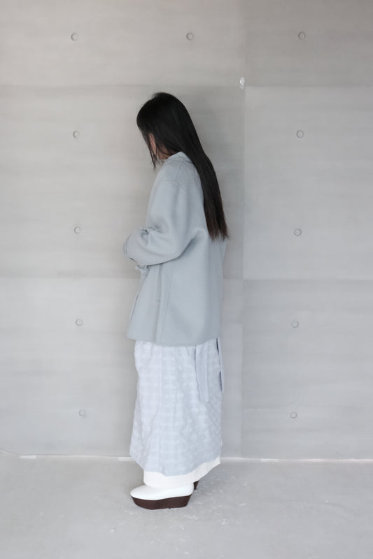 new mandarin wool coat - blue grey (in-stock)