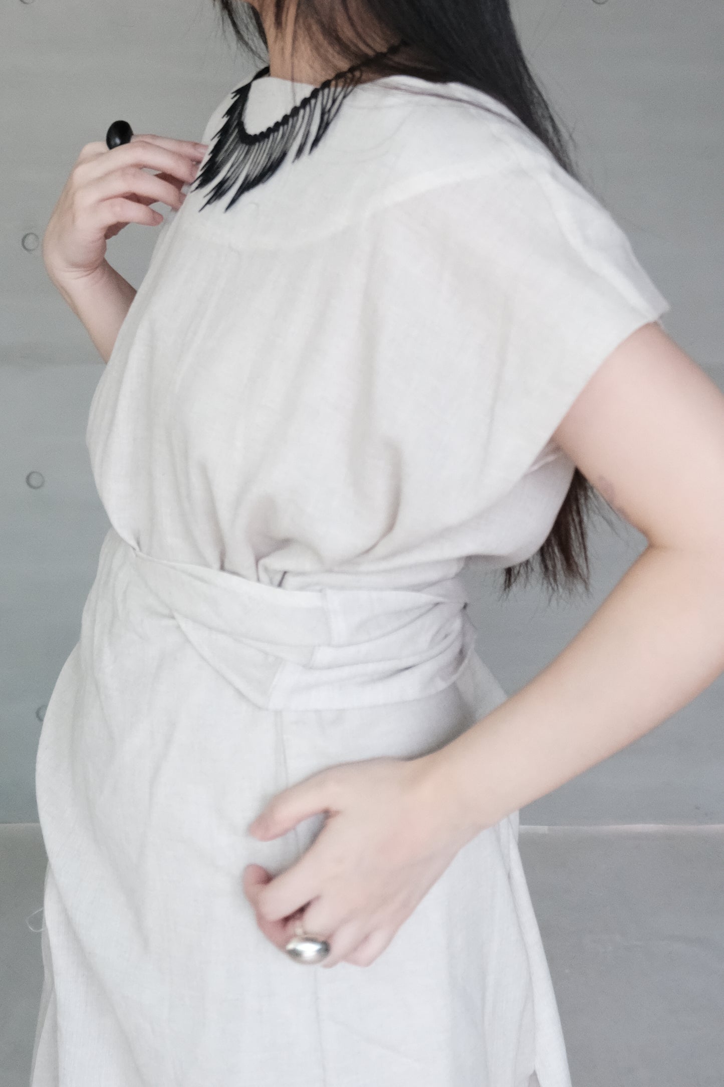 triple 000 刺繡植物項鍊 - black (in-stock)