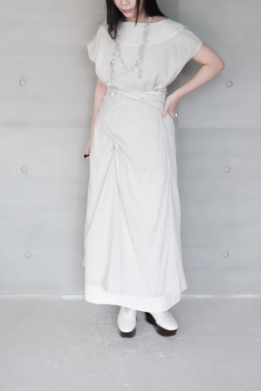 fig-dyed cotton wrapped dress (in-stock)