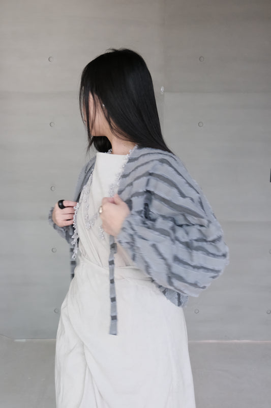 paneled constructed with stripe-jacquard jacket - grey (in-stock)