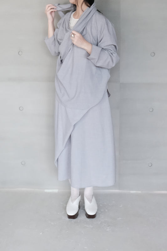 long sleeves wrap blouse - grey violet (pre-order)