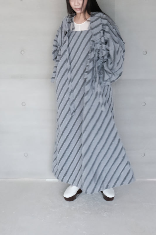 paneled constructed with stripe-jacquard jacket - grey (in-stock)