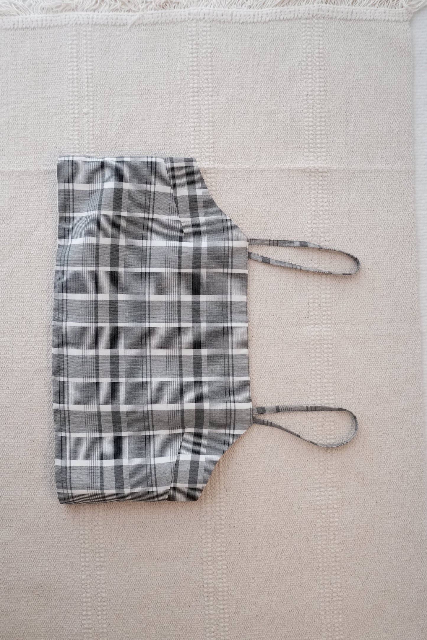 grey checked strap tank top