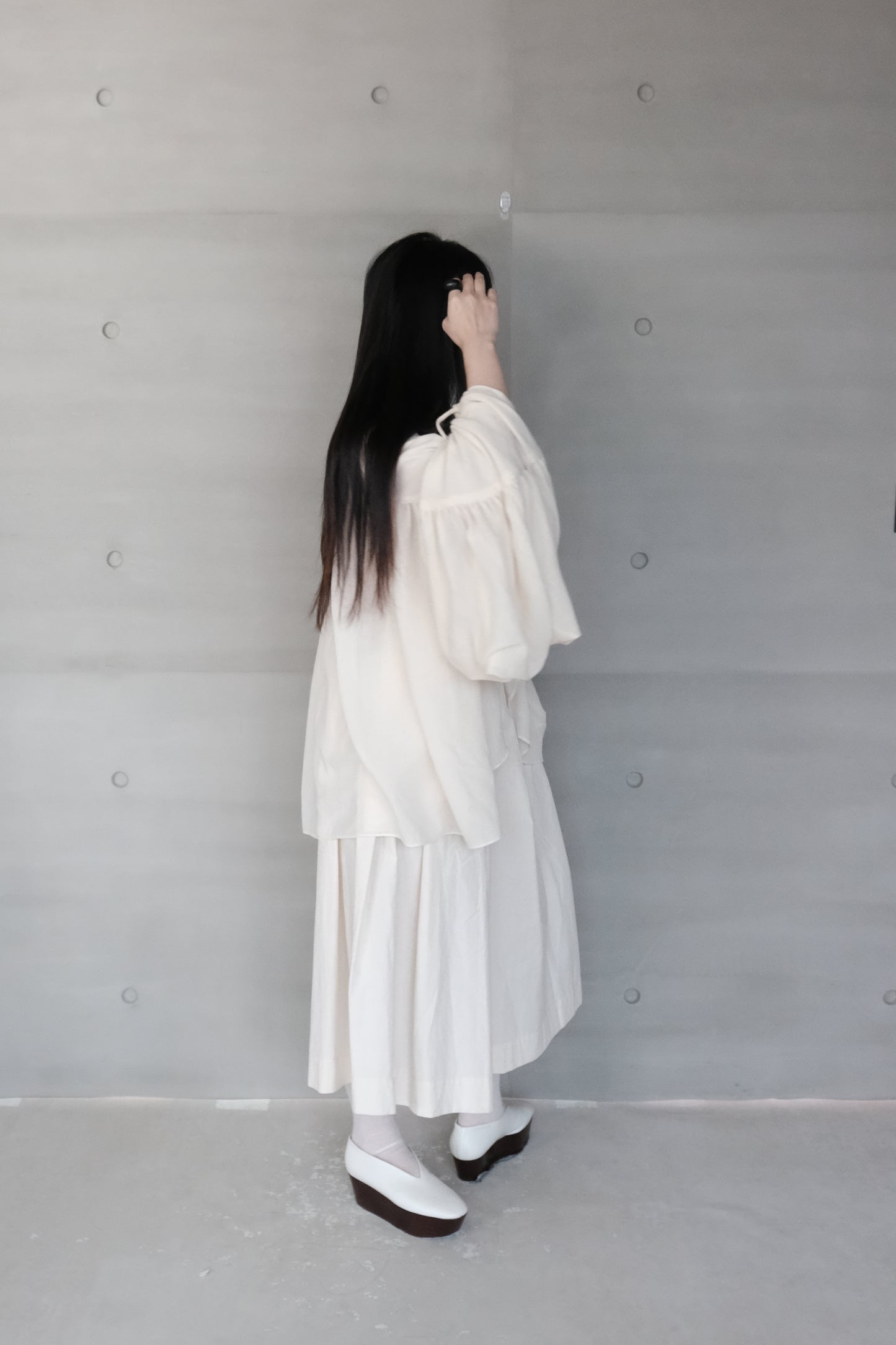 cropped linen-cotton wide pants - beige (pre-order)