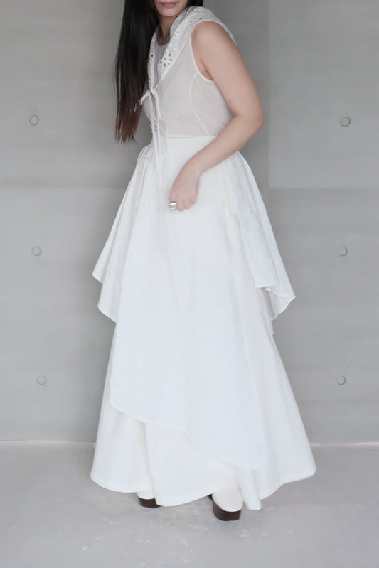 ivory embroidered jacquard layered skirt (litmited item)