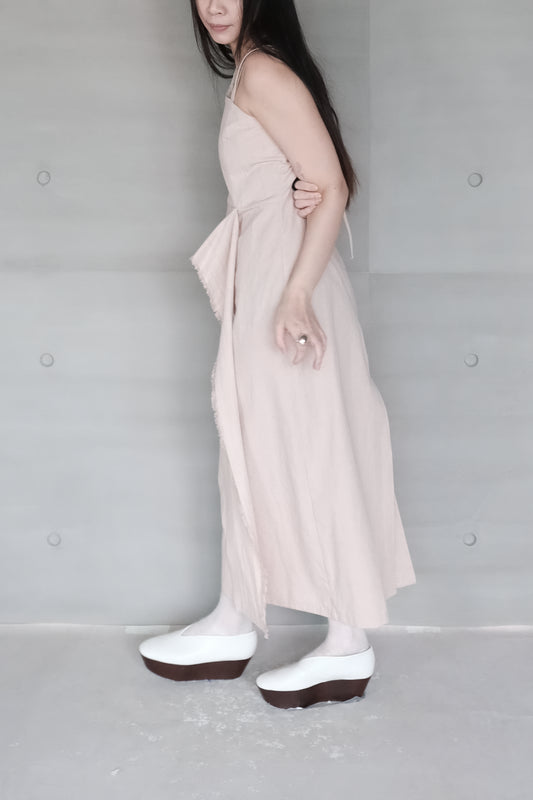 misty pink thin-strap asymmetrical dress (in-stock)