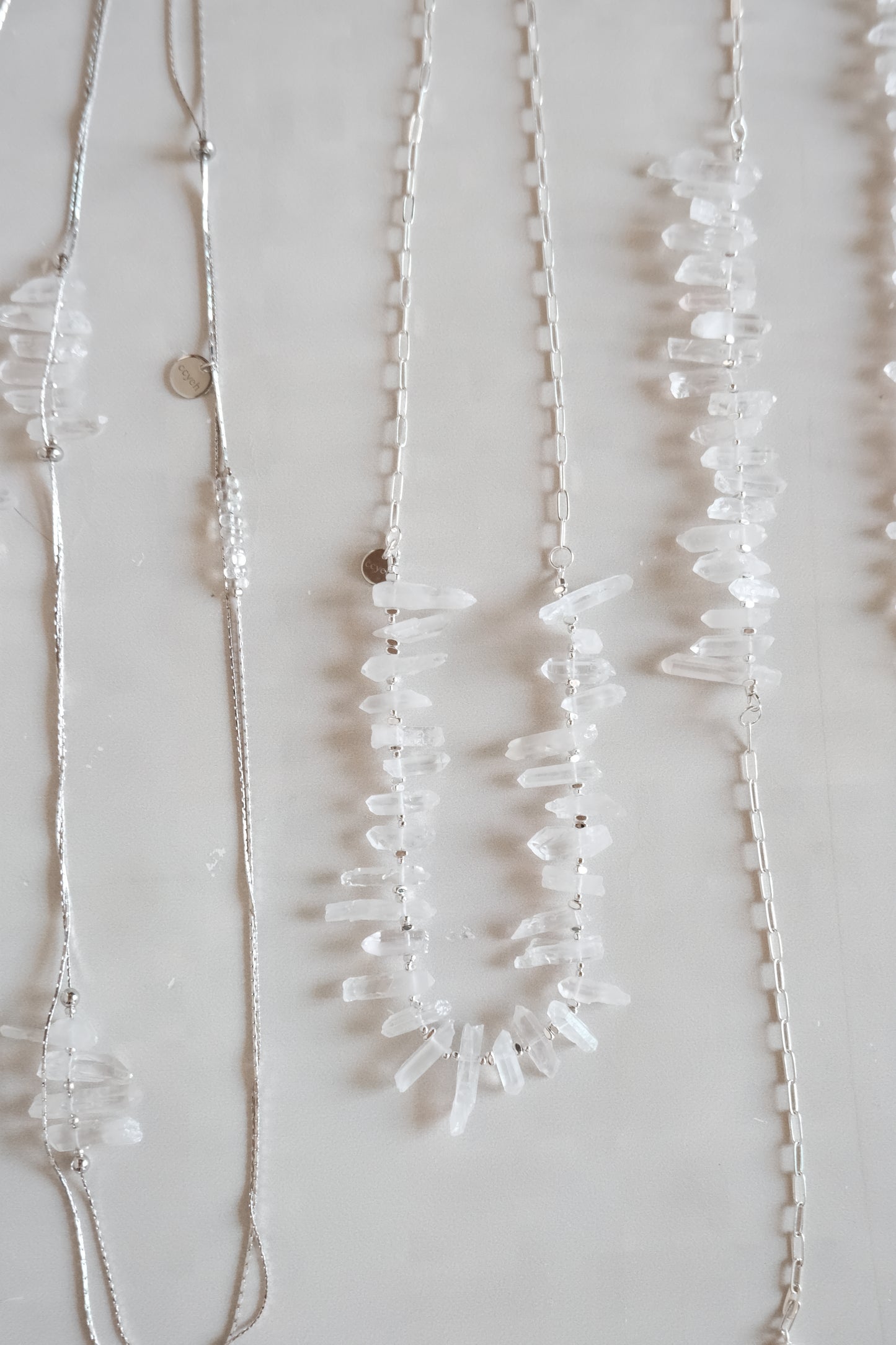 clear quartz raw crystal long necklace