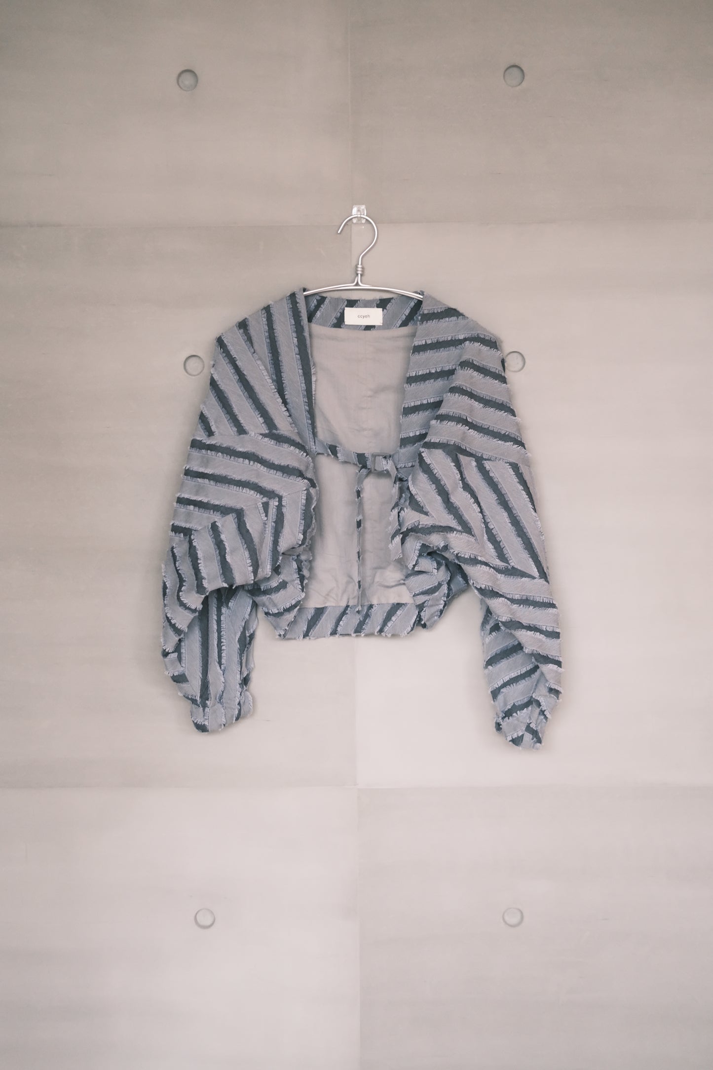 paneled constructed with stripe-jacquard jacket - grey (in-stock)