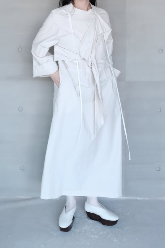 knot-draped grey long-sleeves dress (pre-order)