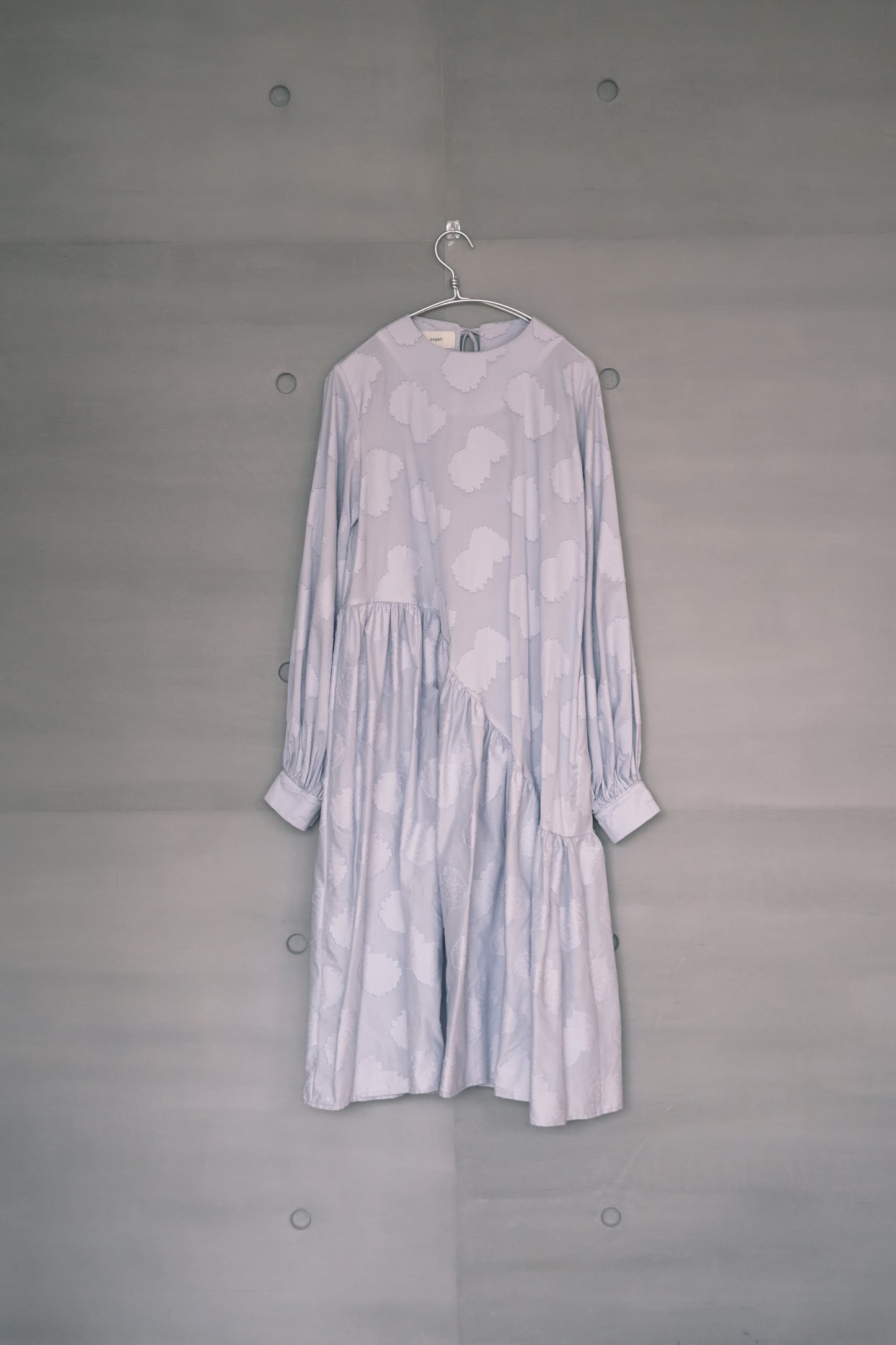 blue embellished gathering midi dress (in-stock)