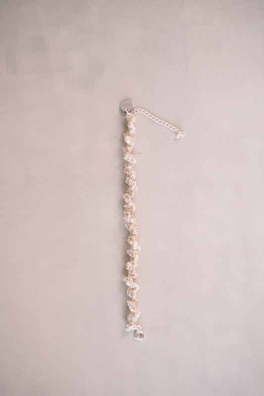 hand-crocheted silver bead bracelet (pre-order)