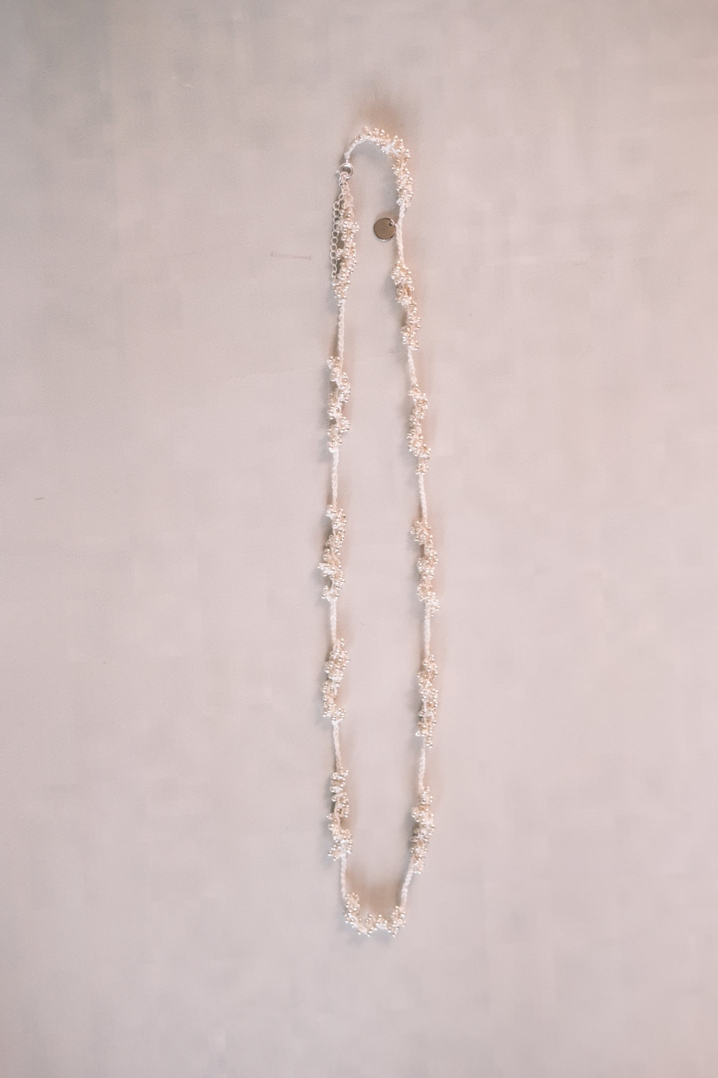 hand-crocheted silver bead necklace(pre-order)