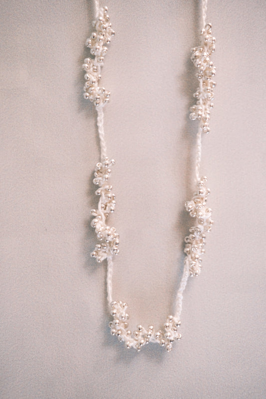 hand-crocheted silver bead necklace(pre-order)