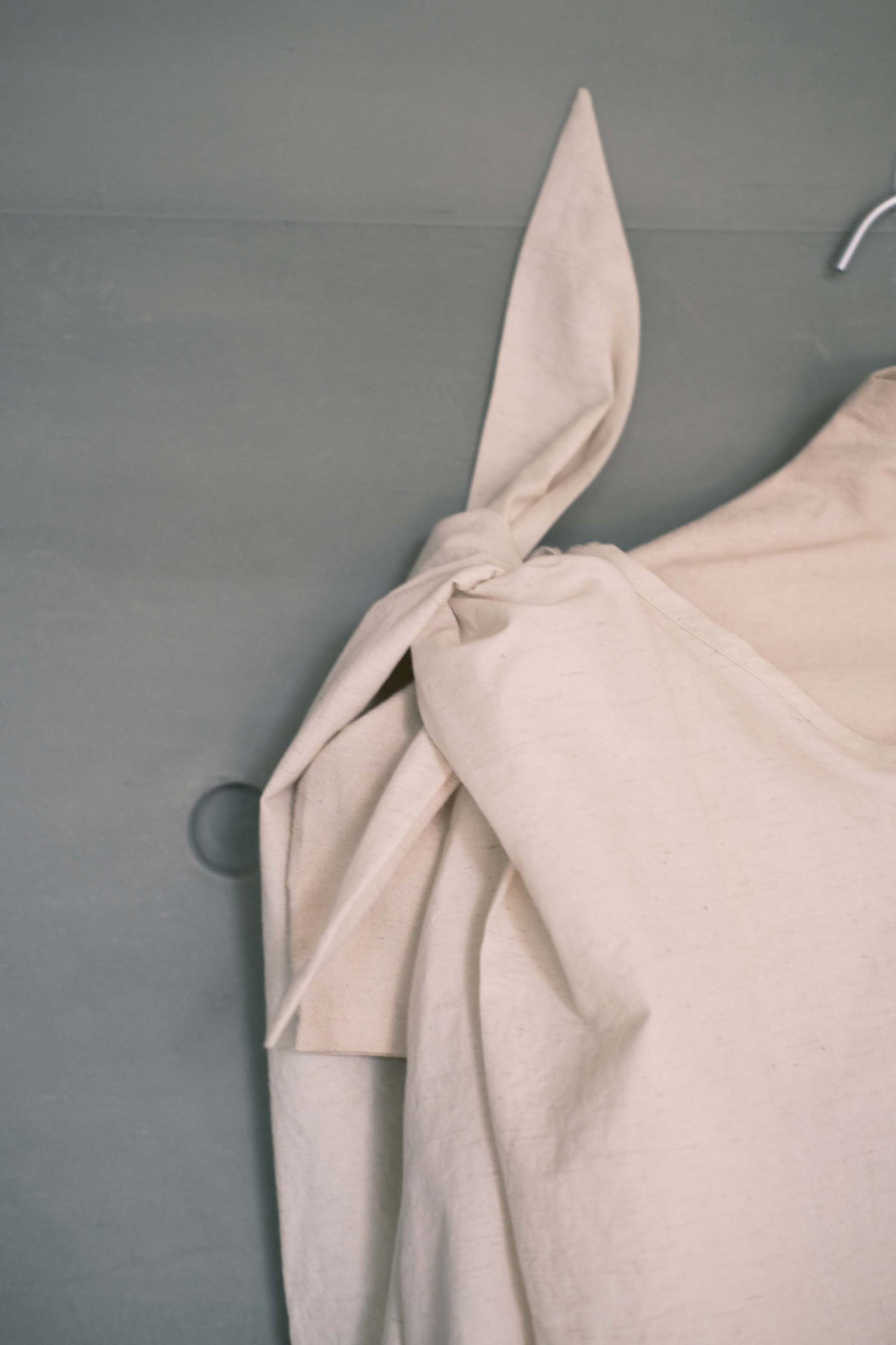 cotton-linen asymmetric wrap dress with shoulder tie (pre-order)