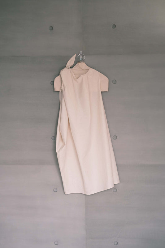 cotton-linen asymmetric wrap dress with shoulder tie (pre-order)