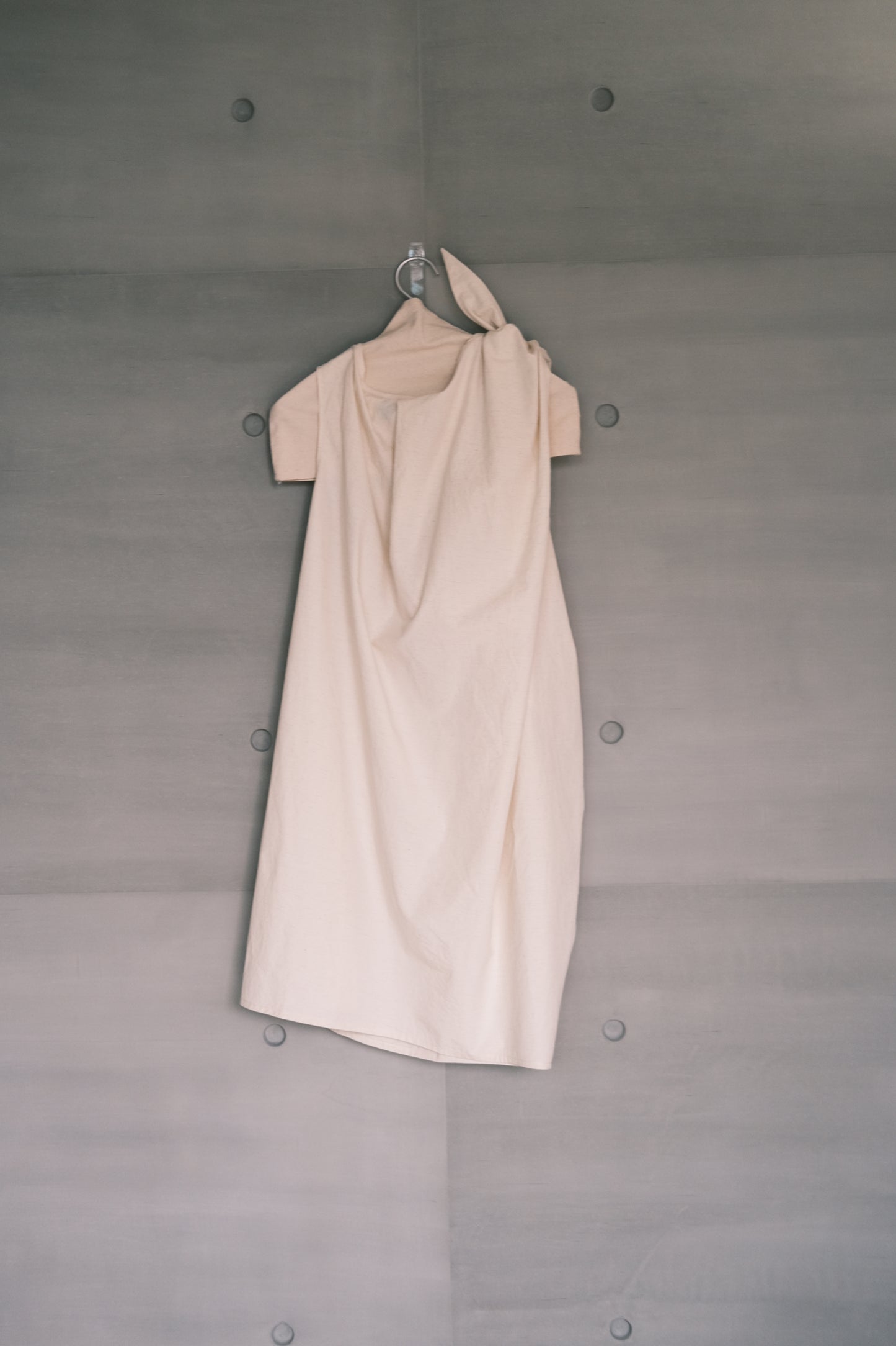 cotton-linen asymmetric wrap dress with shoulder tie (pre-order)