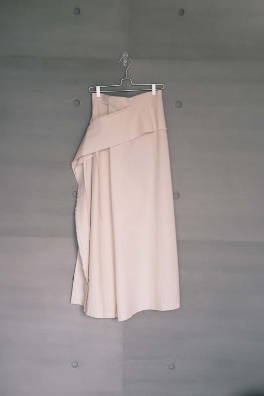 cotton-linen pleated wide ivory pants (pre-order)