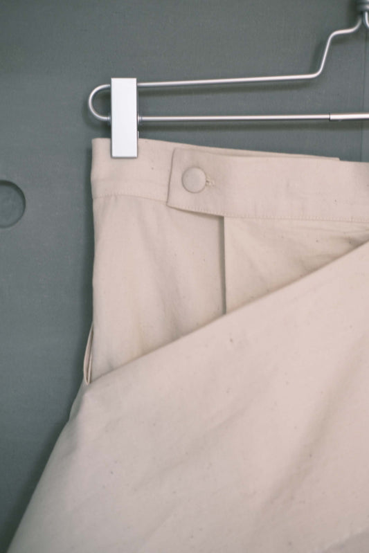 cotton-linen pleated wide ivory pants (pre-order)