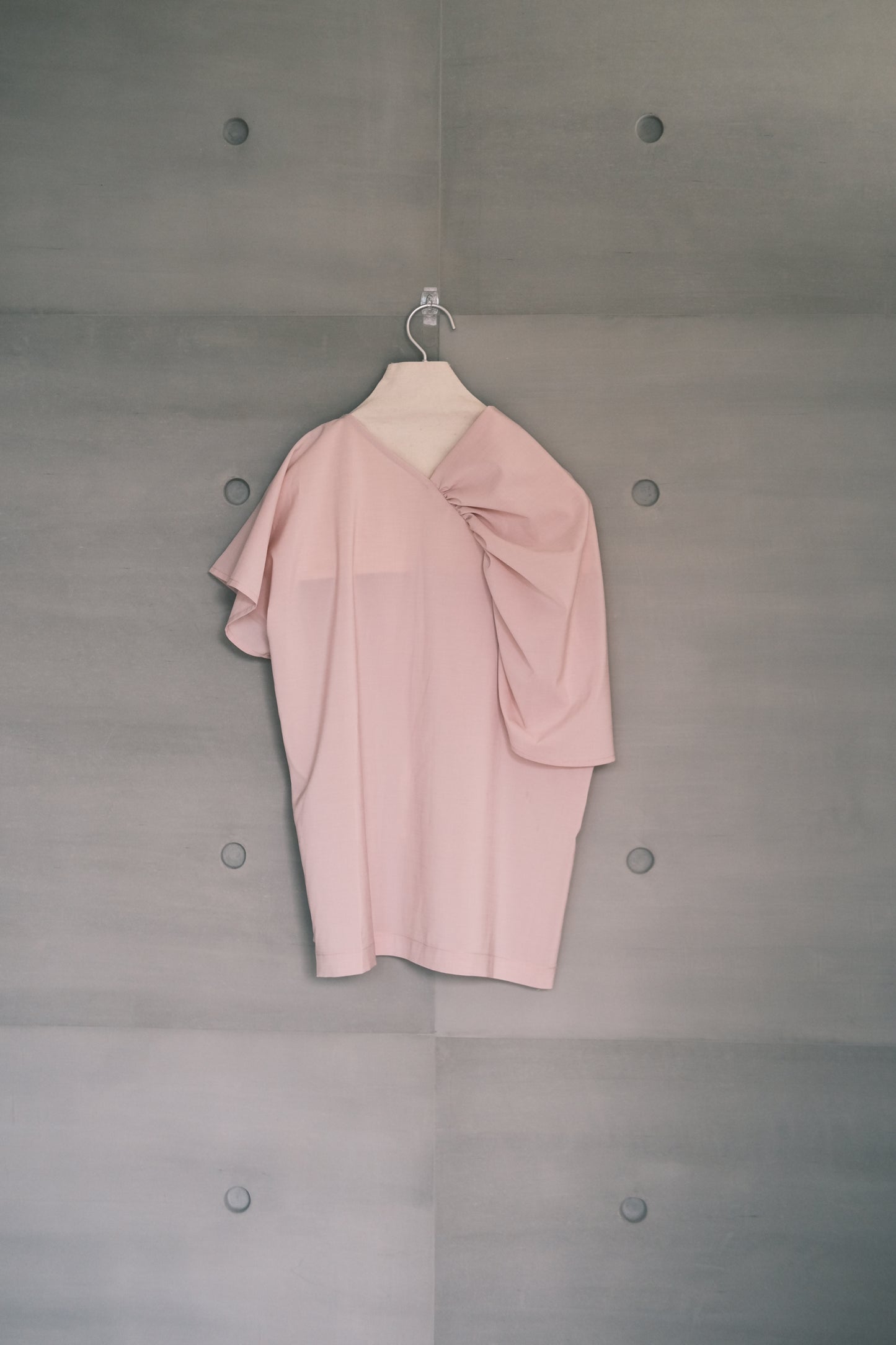 pink asymmetric draped-neckline top (in-stock)