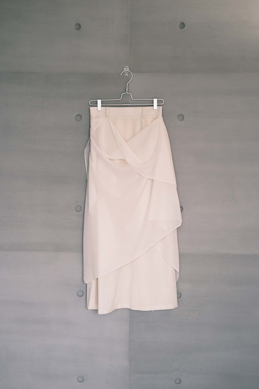 draped-tie wool blend straight skirt (limited item)