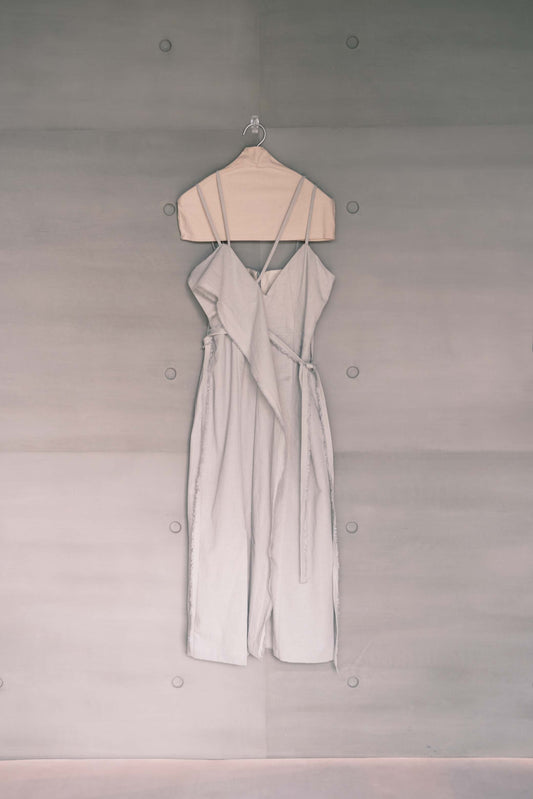 smoke grey thin-strap asymmetrical dress (pre-order)