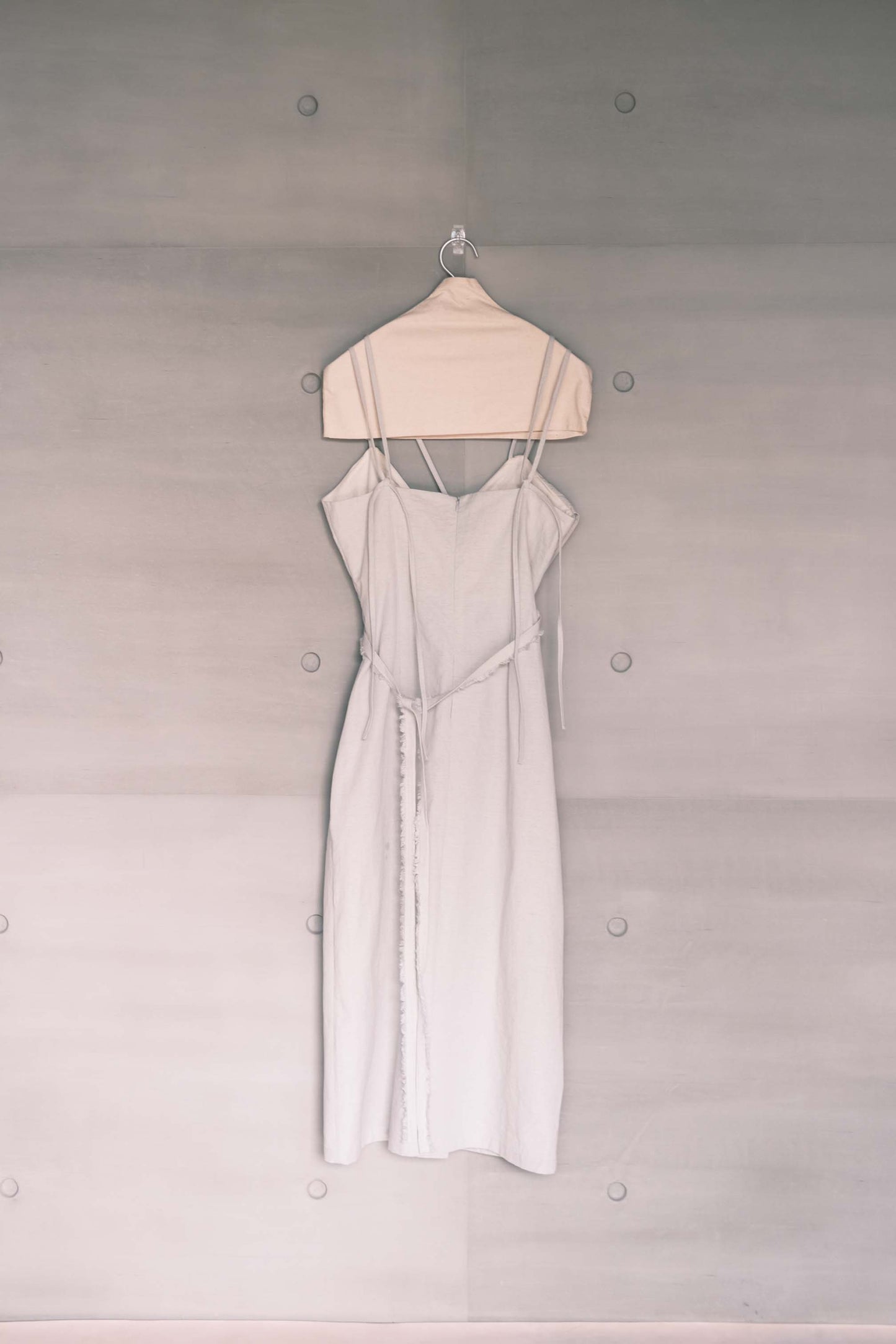 smoke grey thin-strap asymmetrical dress (in-stock)