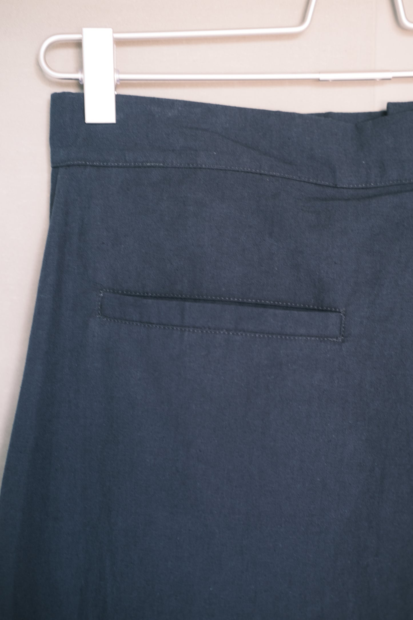 cotton-linen pleated wide navy pants (pre-order)