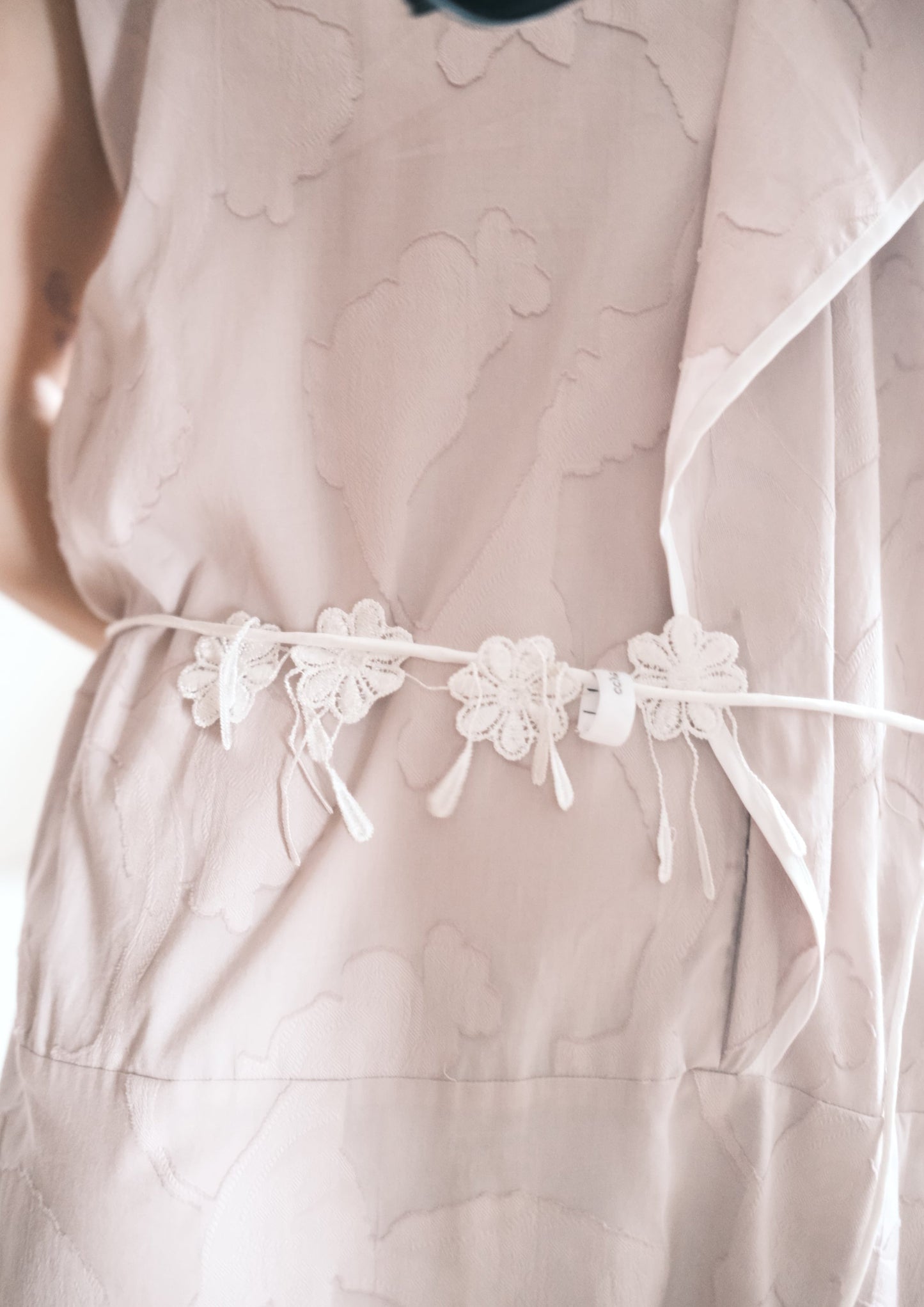 lace flower rope self-tie belt - white