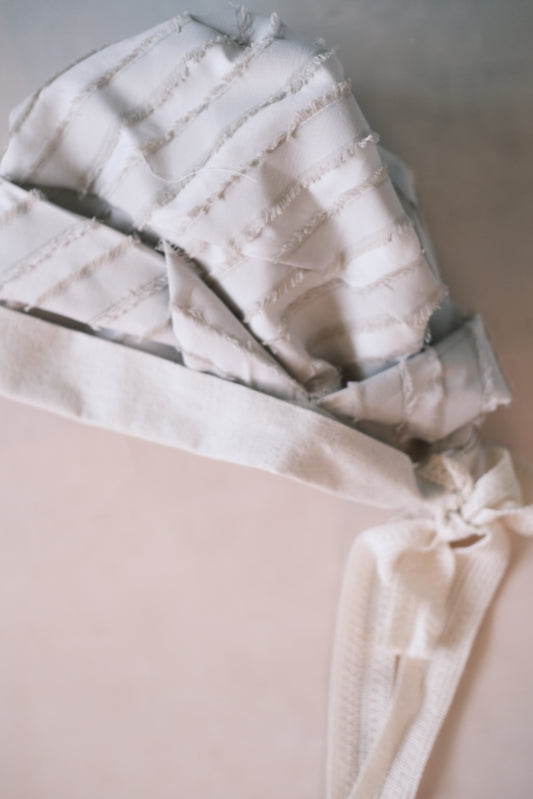 soft cloche hat - stripe beige (pre-order)