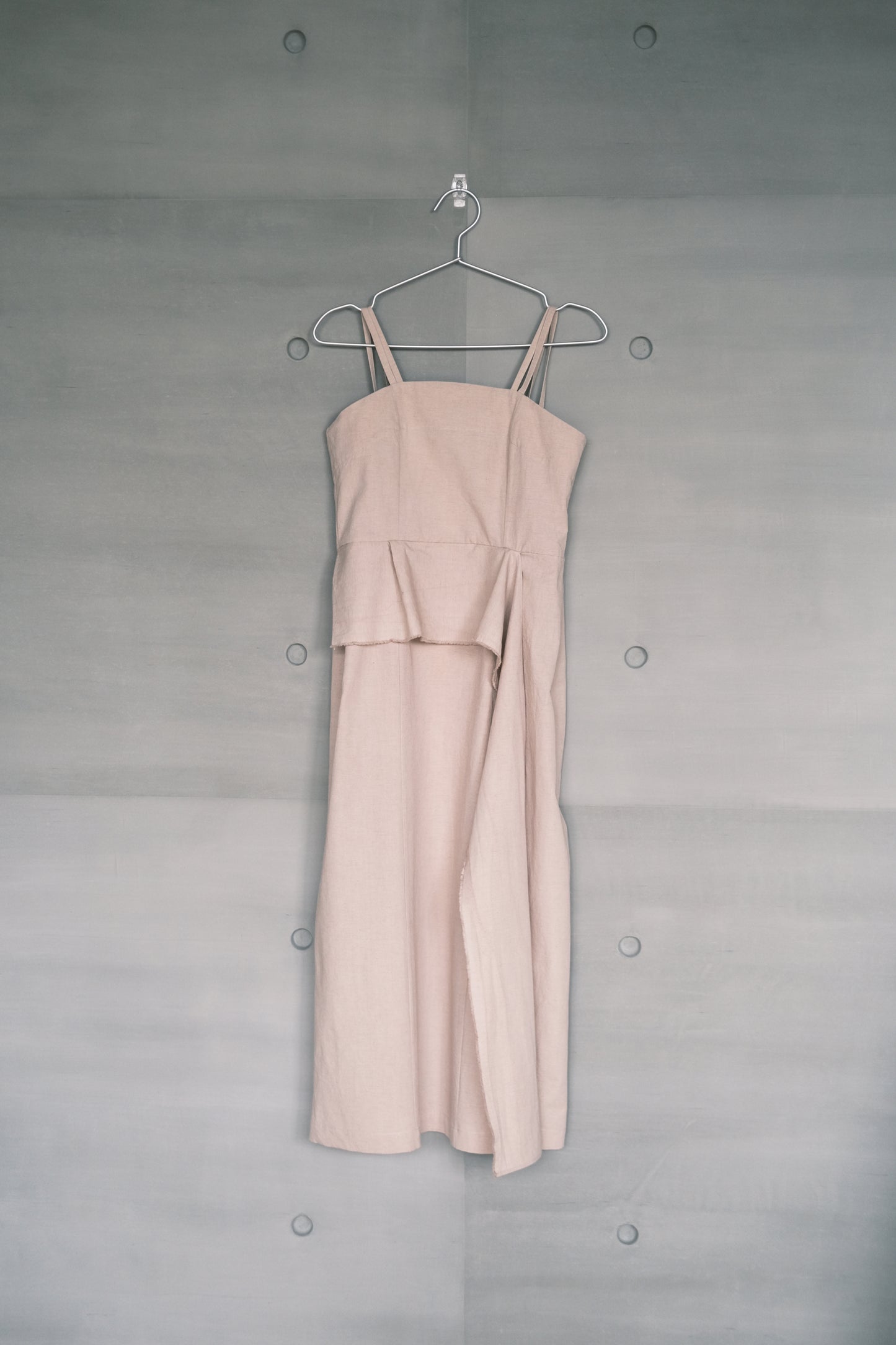 misty pink thin-strap asymmetrical dress (in-stock)