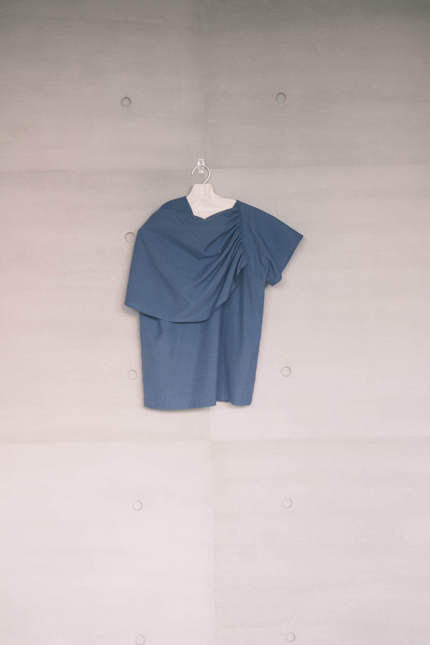 wool- blend asymmetric draped-neckline top (pre-order)