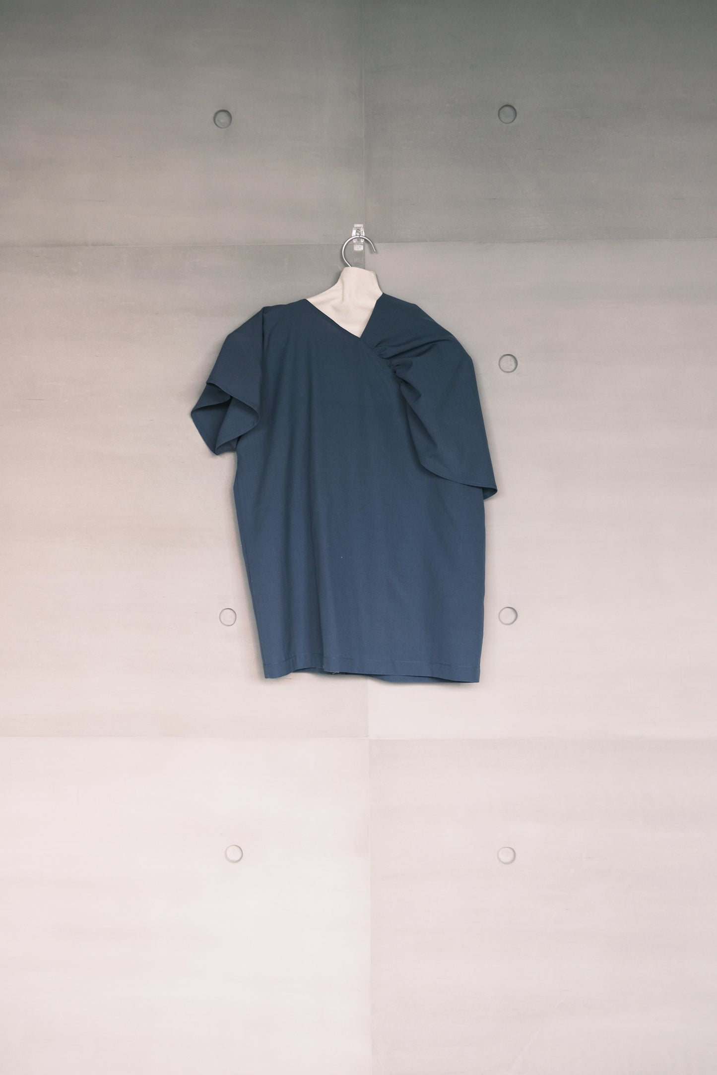 wool- blend asymmetric draped-neckline top (pre-order)