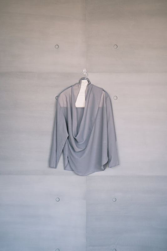 long sleeves grey wrap blouse (in-stock)