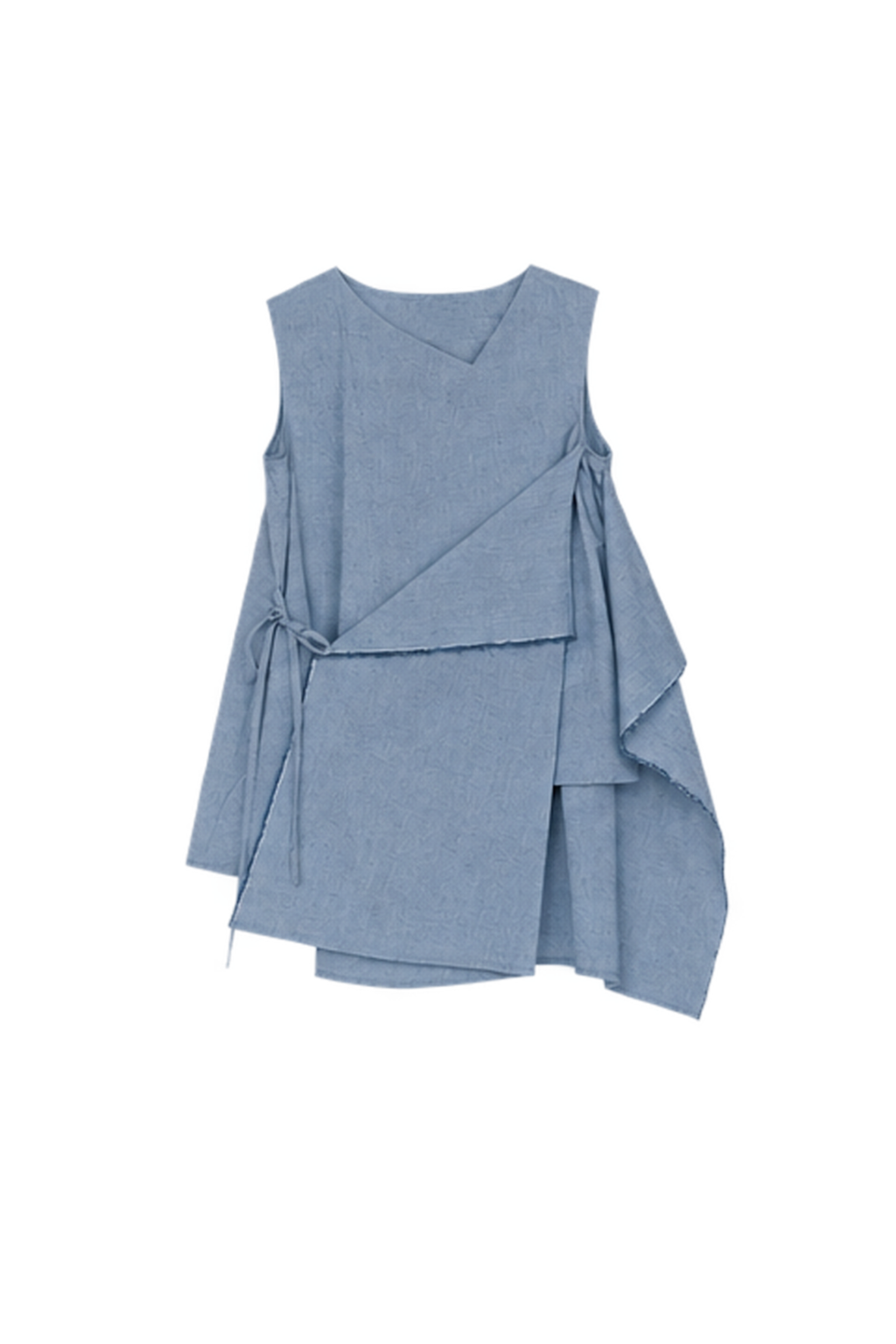asymmetric dual-way silk- cotton tie vest - blue ( in-stock)